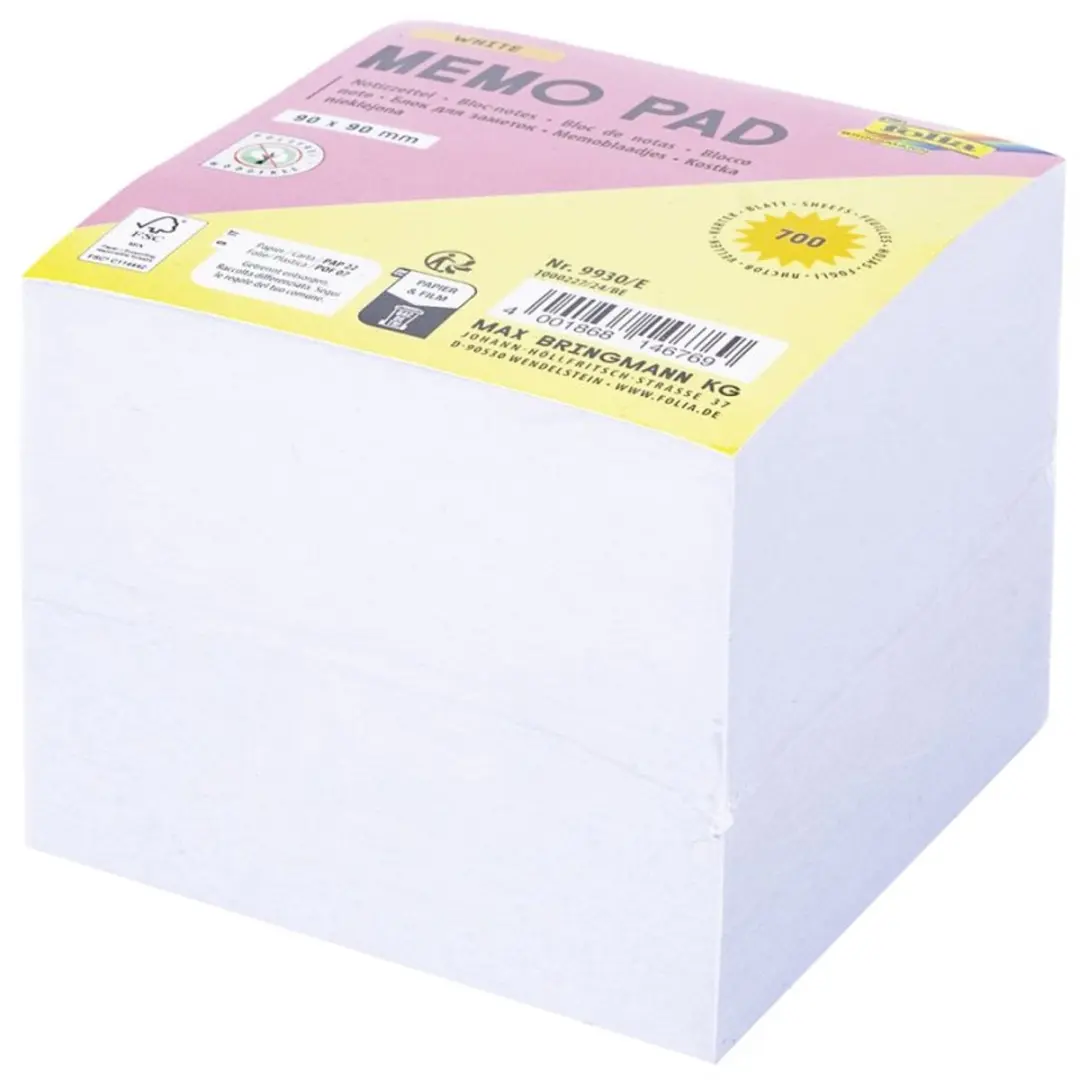 folia memoblok navulling, 90×90 mm, gekleurd, 700 vel