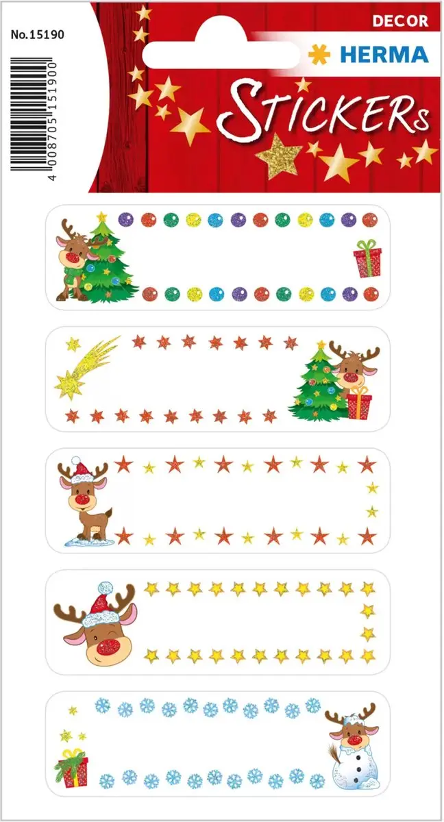 Herma Kerst Stickervellen Klein Rendier - 10 Stuks