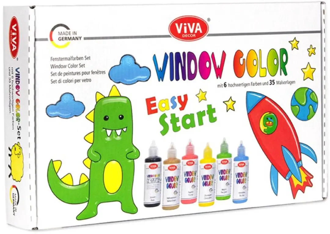 ViVA DECOR Viva KIDS Window Color Set Easy Start, 6x80ml contouren, 35 motieven