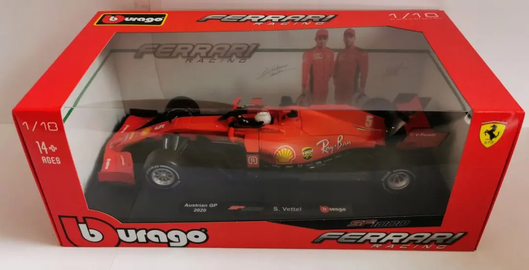 Bburago Ferrari SF1000 Vettel Oostenrijk GP 1:18 - Rood - afbeelding 4 van 4