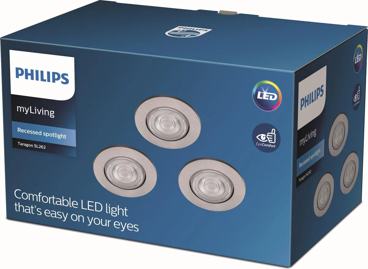 Philips Taragon Inbouwspot 3-lichts - 7cm - Nikkel