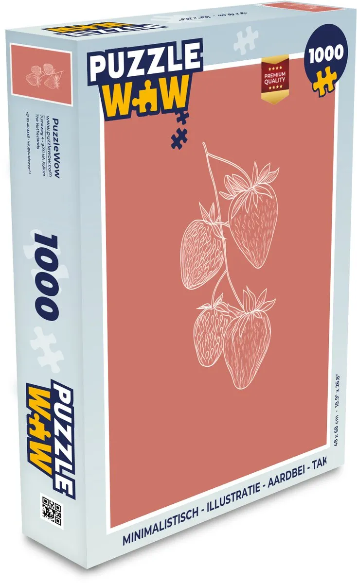 PuzzleWow Minimalistisch Aardbei Tak Legpuzzel 1000 Stuks - Aardbeien