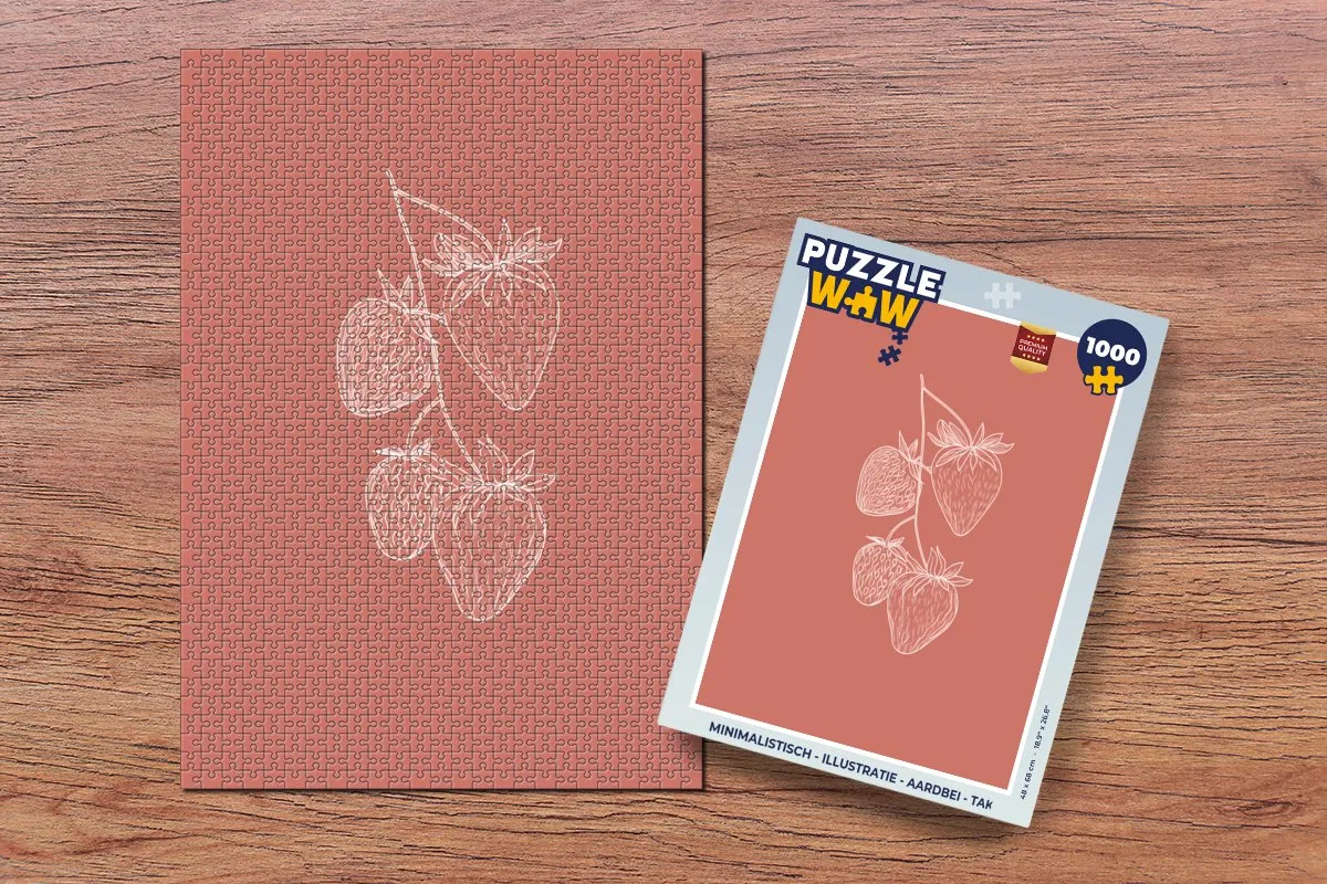 PuzzleWow Minimalistisch Aardbei Tak Legpuzzel 1000 Stuks - Aardbeien