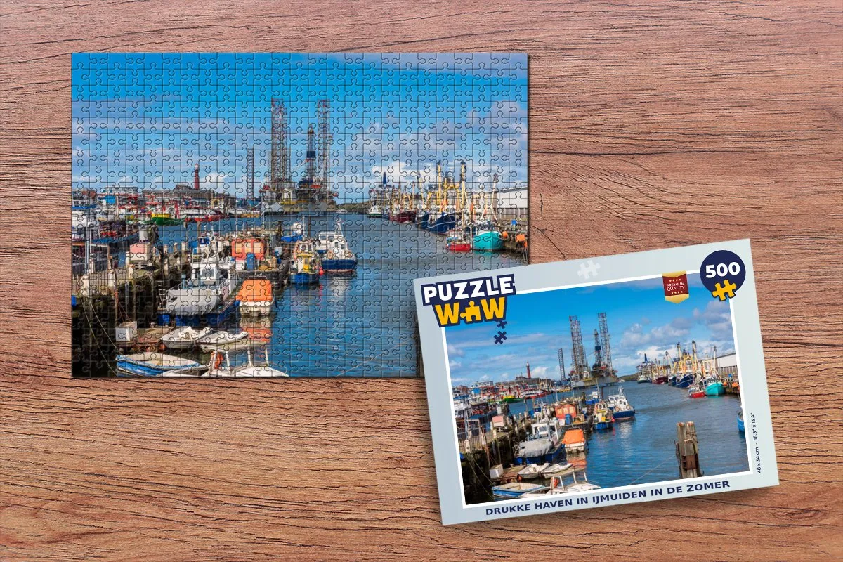 PuzzleWow Drukke Haven IJmuiden Zomer Legpuzzel 500 Stuks
