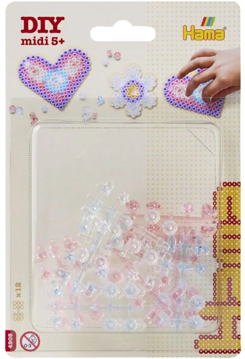 Hama strijkkralen versiering Juwelen, diamant/hart/ster vormen, blauw/roze/trans