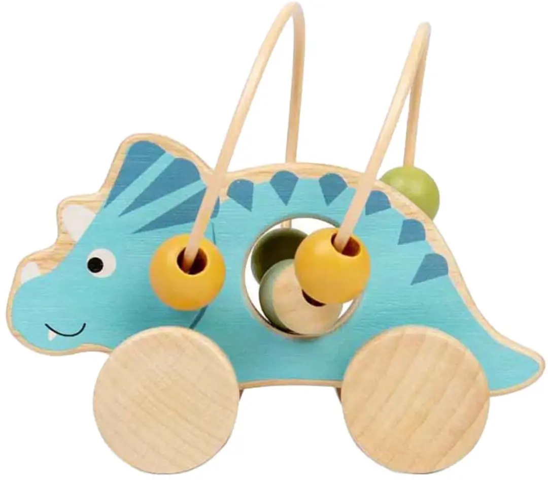 BIGJIGS Houten Duwfiguur Triceratops 36085 - Multi kleuren