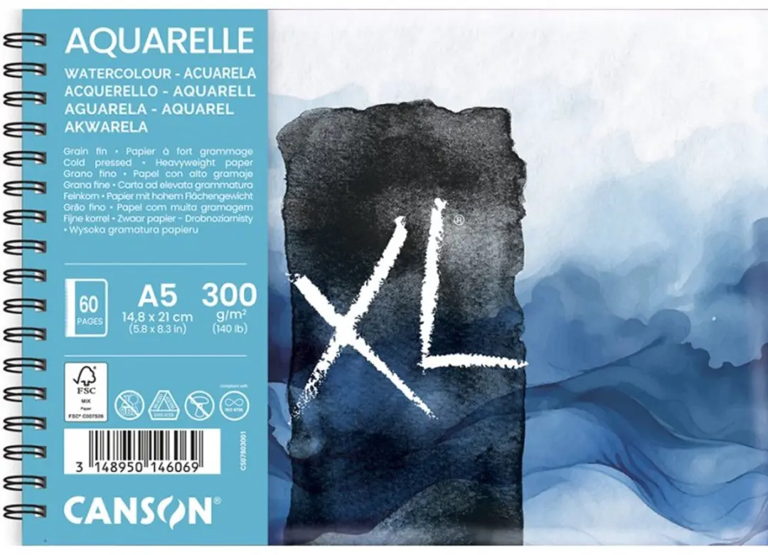 CANSON schetsboek XL AQUARELLE Waves, A5, 30 vel, 300 g/m²