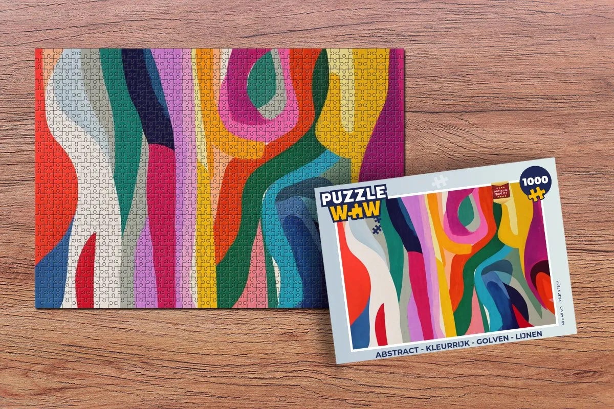 PuzzleWow Abstract Golven Lijnen Legpuzzel 1000 Stuks - Kleurrijk