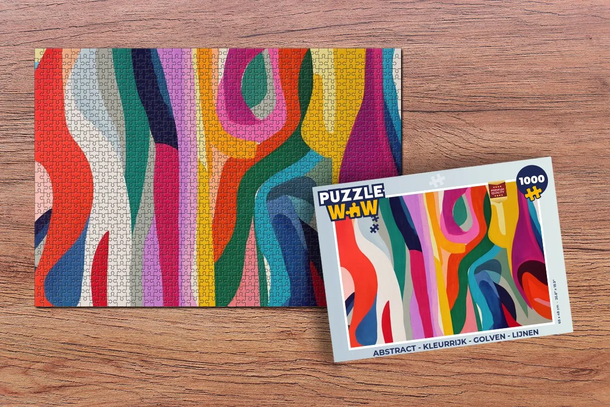 PuzzleWow Abstract Golven Lijnen Legpuzzel 1000 Stuks - Kleurrijk
