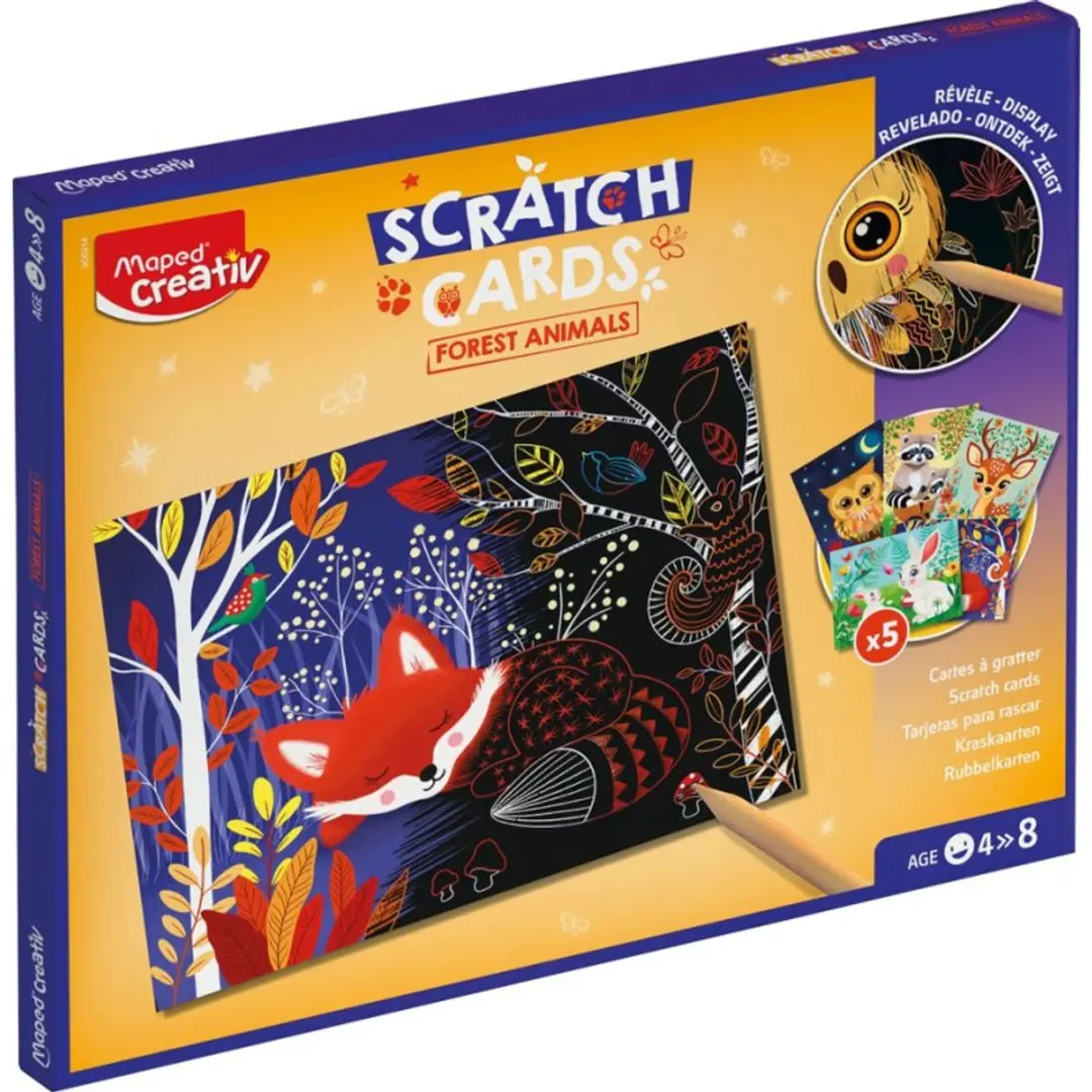 Maped CREATIV kraskaarten WALDTIERE, 190×230 mm, bosdieren, 5 kaarten