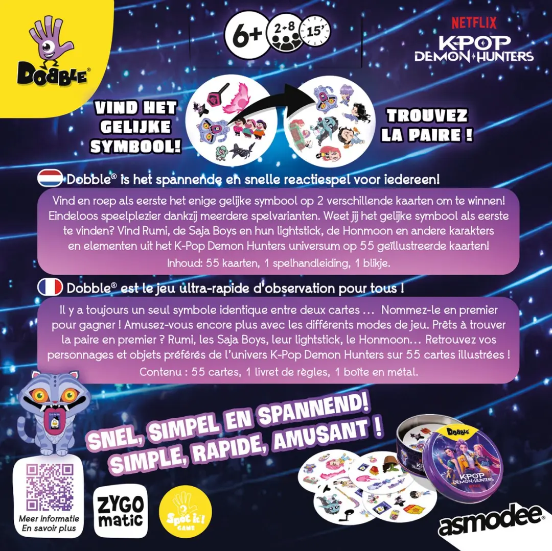 Zygomatic Dobble Kpop Demon Hunters Kaartspel - 2-8 Spelers