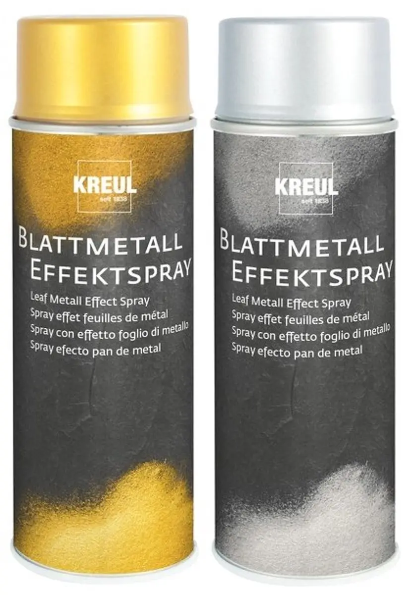 KREUL Blattmetaal-effectspray, bladgoud- en bladzilver-achtige optiek