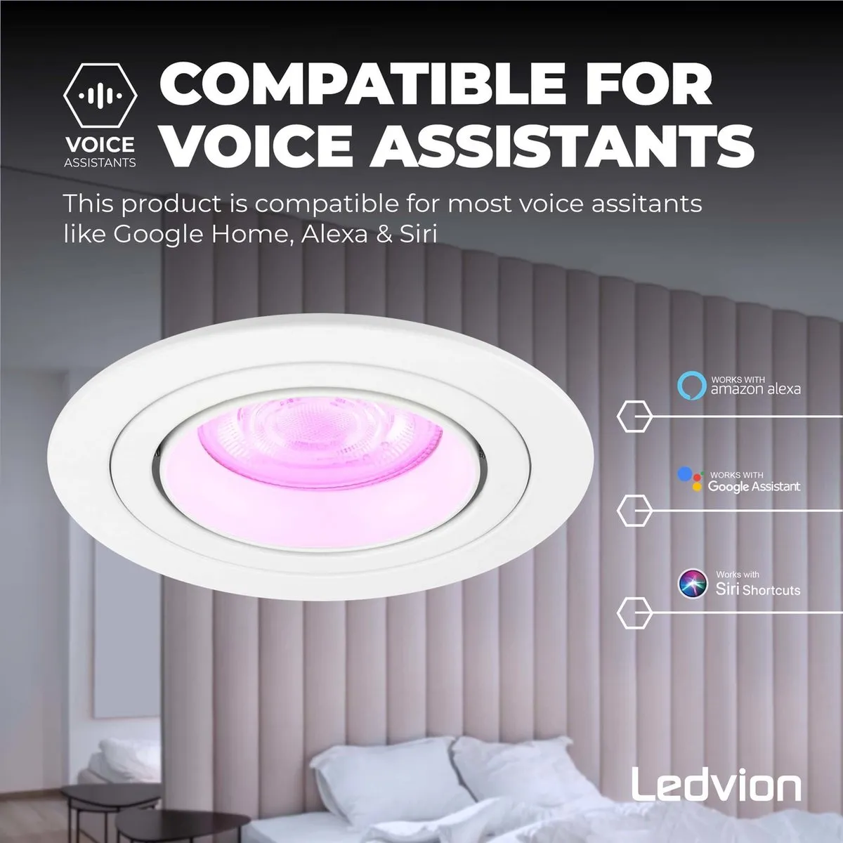 LEDVION SMART LED Inbouwspot Tokyo 4.9W - RGBW Wit