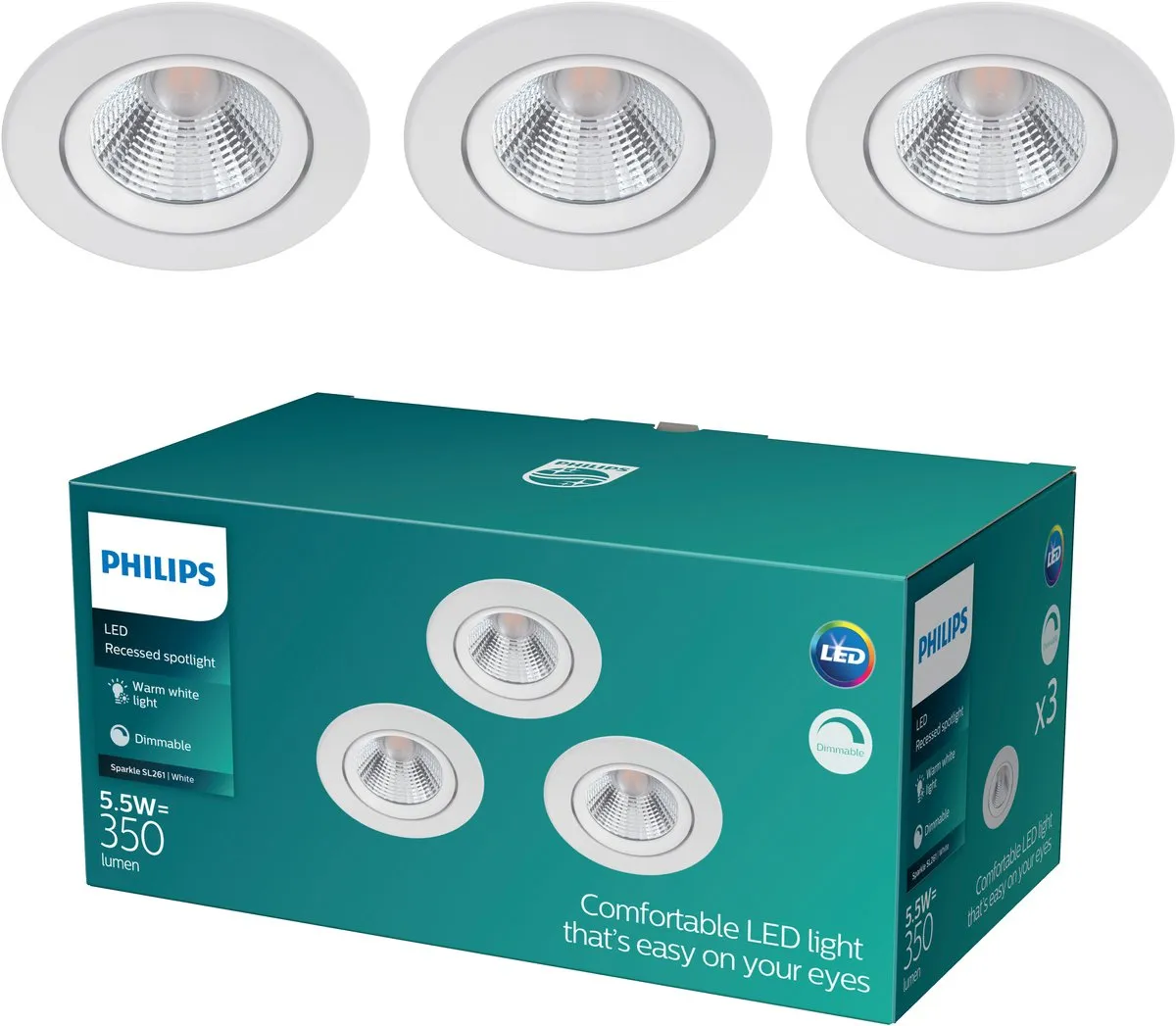 Philips Sparkle Inbouwspot 3 Stuks