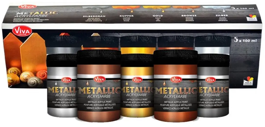 Viva Decor acrylverf set Metallic, 5-delig, 5 × 100 ml