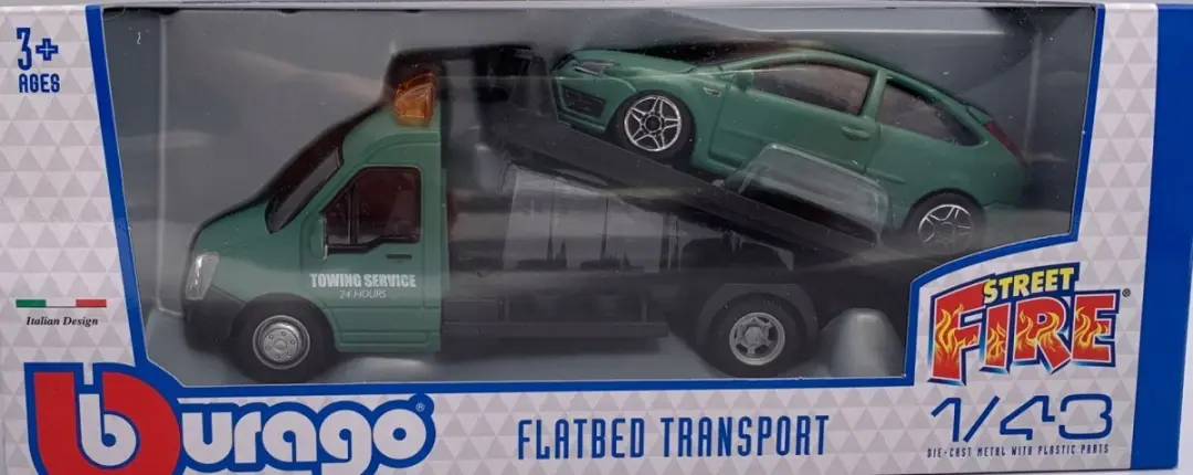 Bburago Autotransporter Ford Focus 1:43 - Groen - afbeelding 3 van 6