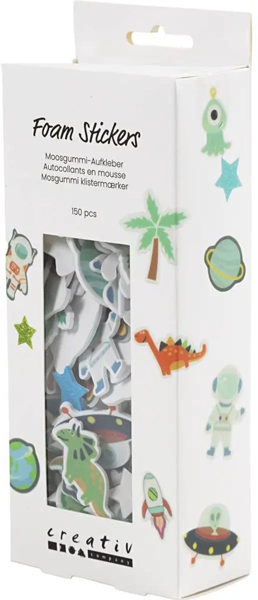 Creativ Company Foam Stickers Star UFO Dinosaur - 150 Stuks - Blauw/Grijs