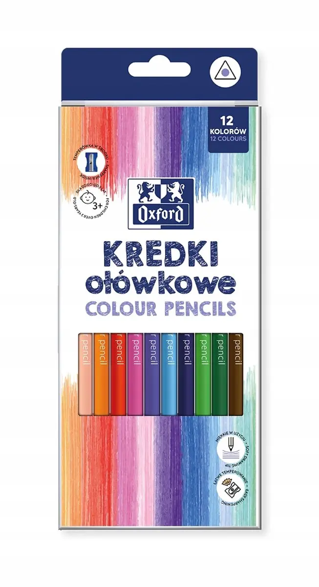 Oxford Kleurpotloden 12 Kleuren met Puntenslijper
