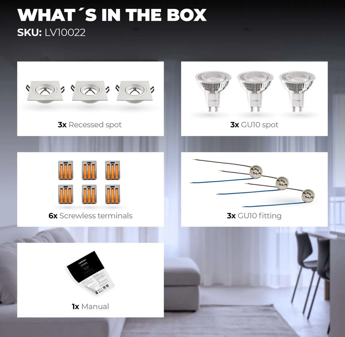 LEDVION 3X SMART Sevilla Inbouwspot Dimbaar WiFi RGBW - 3 Stuks