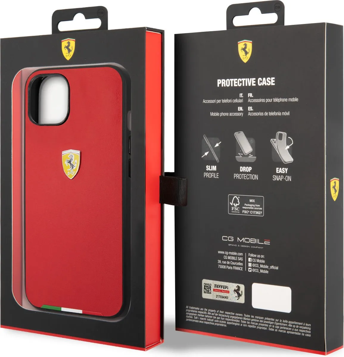 Ferrari PU Hoesje voor Apple iPhone 14 Plus - Rood - Bescherm je Telefoon - Back Cover