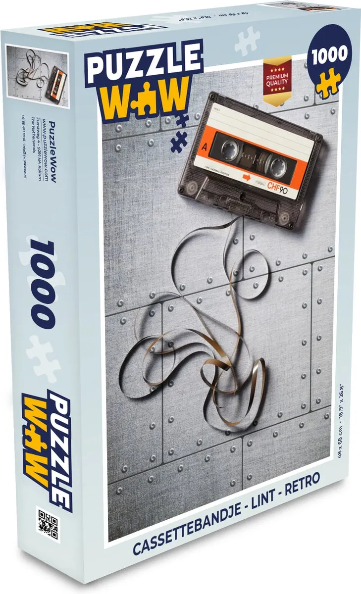 PuzzleWow Retro Cassettebandje Legpuzzel 1000 Stuks - Multicolor