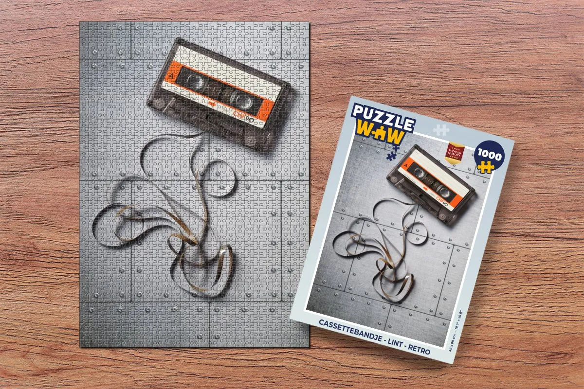PuzzleWow Retro Cassettebandje Legpuzzel 1000 Stuks - Multicolor