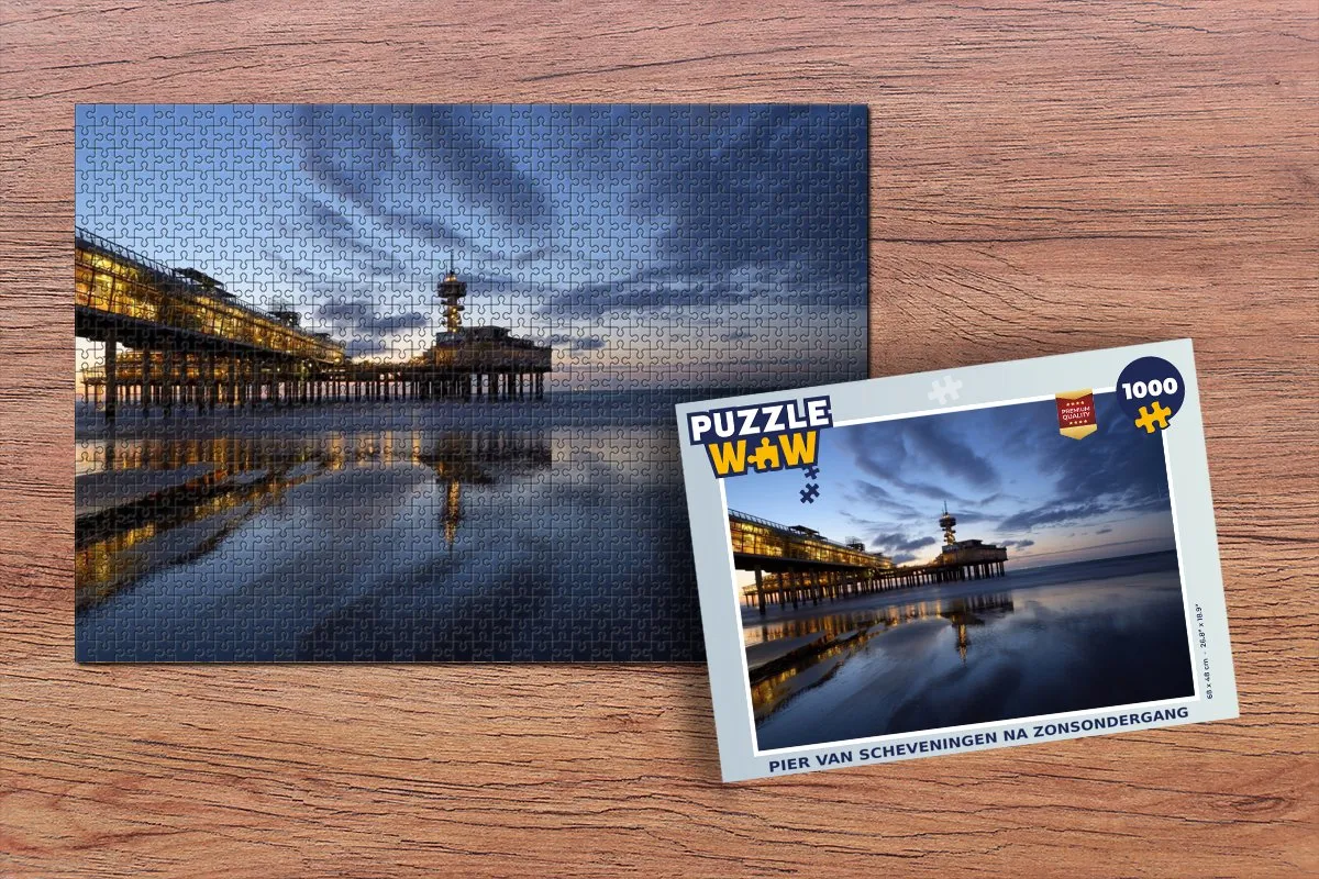 PuzzleWow Pier van Scheveningen na Zonsondergang - Legpuzzel 1000 Stuks - Multicolor