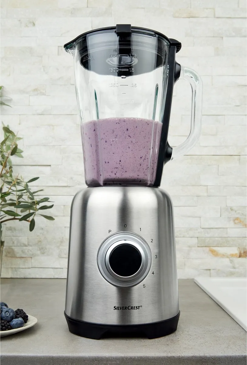 Silvercrest Blender 600W 1,75L - 5 Snelheden + Turbo - RVS Mes