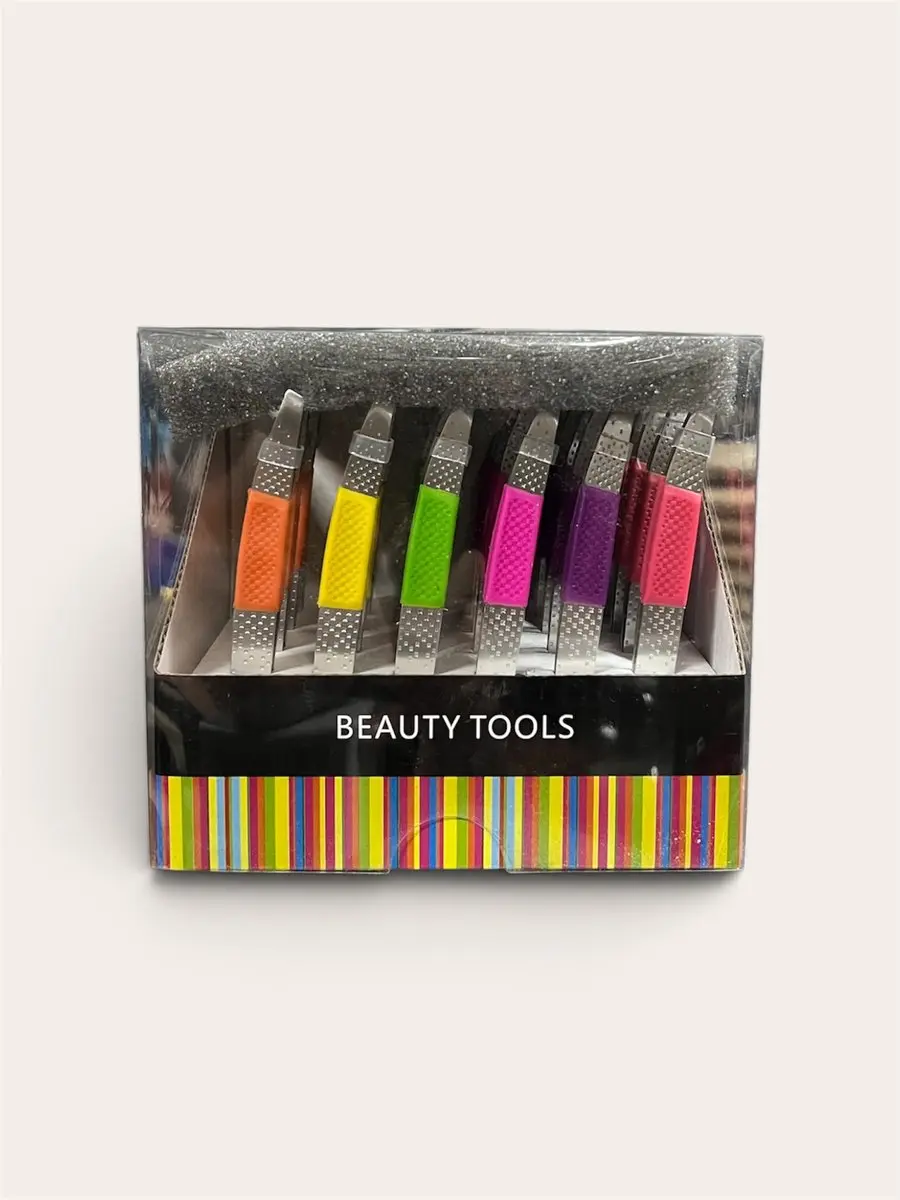 Beauty Tools Eyebrow Tweezer Anti Slip Different Colors 24 Stuks