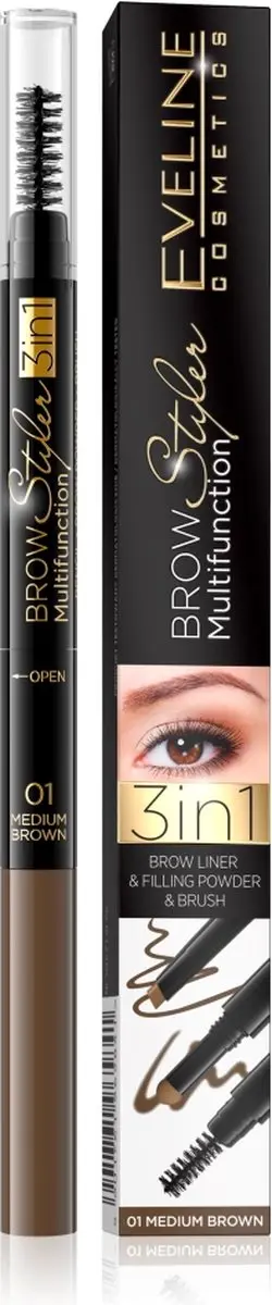 Eveline Cosmetics Brow Styler 3in1 Multifunction 01 Medium Brown