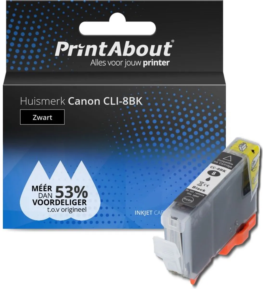 PrintAbout Canon CLI-8BK Inktcartridge Zwart - 15ml