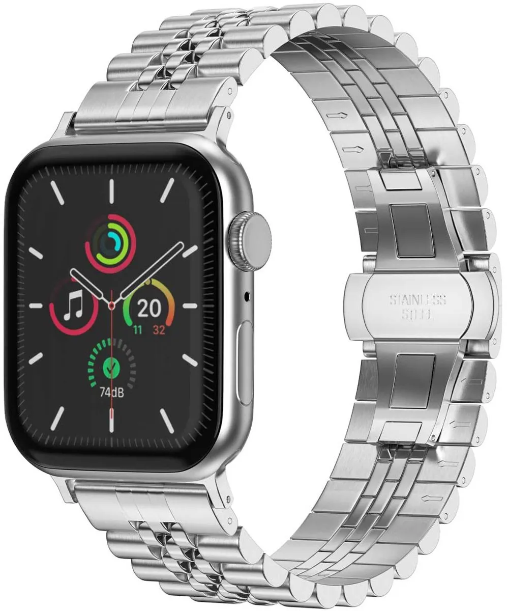 Selencia Stalen Bandje Apple Watch 38-42mm - Zilver & Roségoud