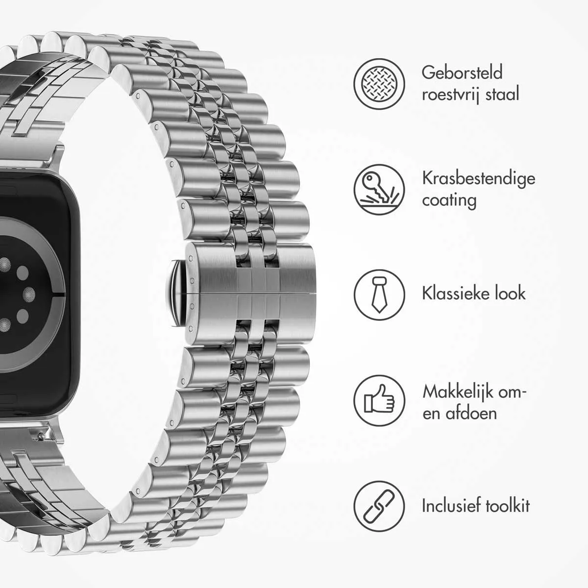 Selencia Stalen Bandje Apple Watch 38-42mm - Zilver & Roségoud
