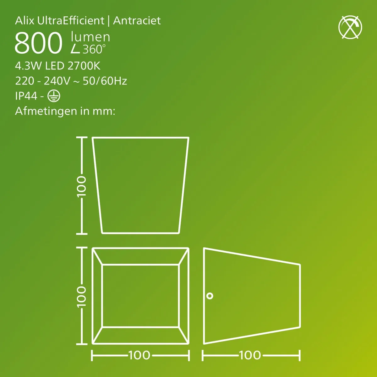 Philips Alix Wandlamp 2x4.3W Warmwit - Antraciet