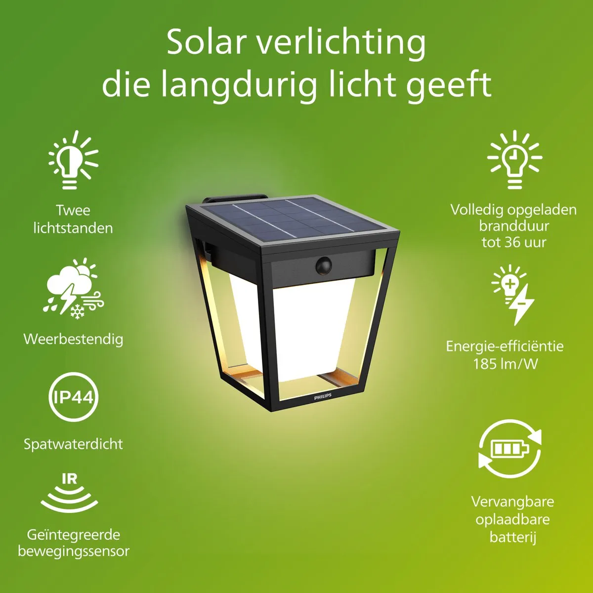 Philips Nissa Wandlamp Zwart - 1.8W Warm Wit 3000K