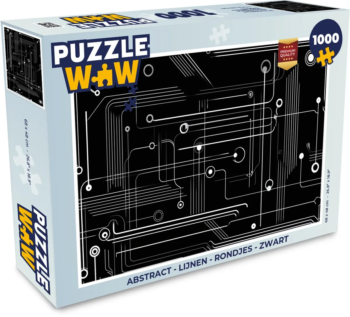 PuzzleWow Abstract Legpuzzel 1000 Stuks - Lijnen & Rondjes - Zwart