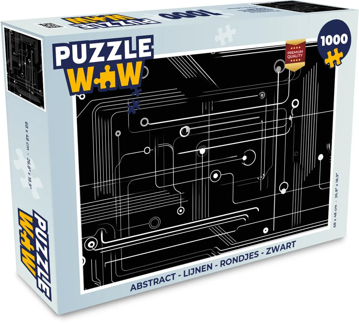 PuzzleWow Abstract Legpuzzel 1000 Stuks - Lijnen & Rondjes - Zwart