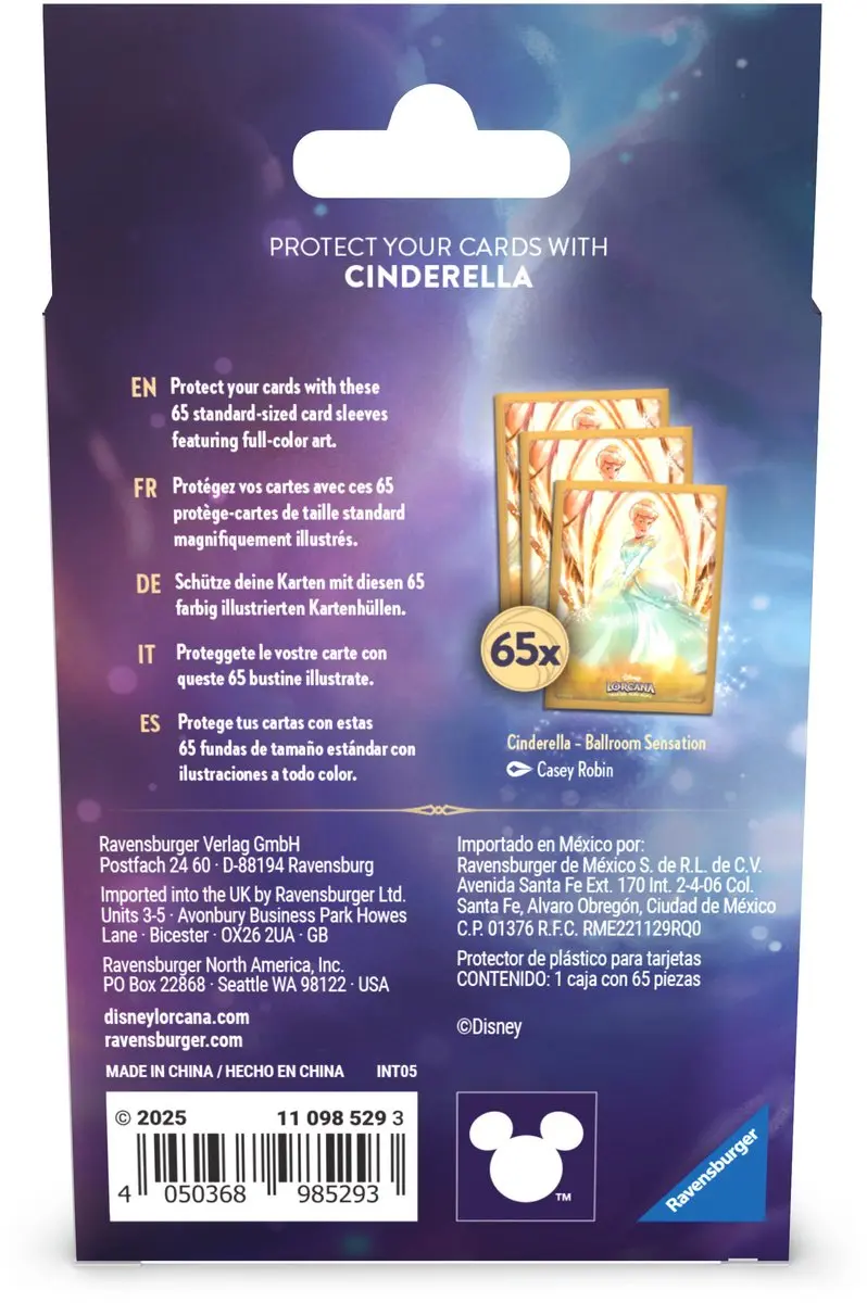 Ravensburger Disney Lorcana Cinderella Kaartbeschermers - 65x Veelkleurig