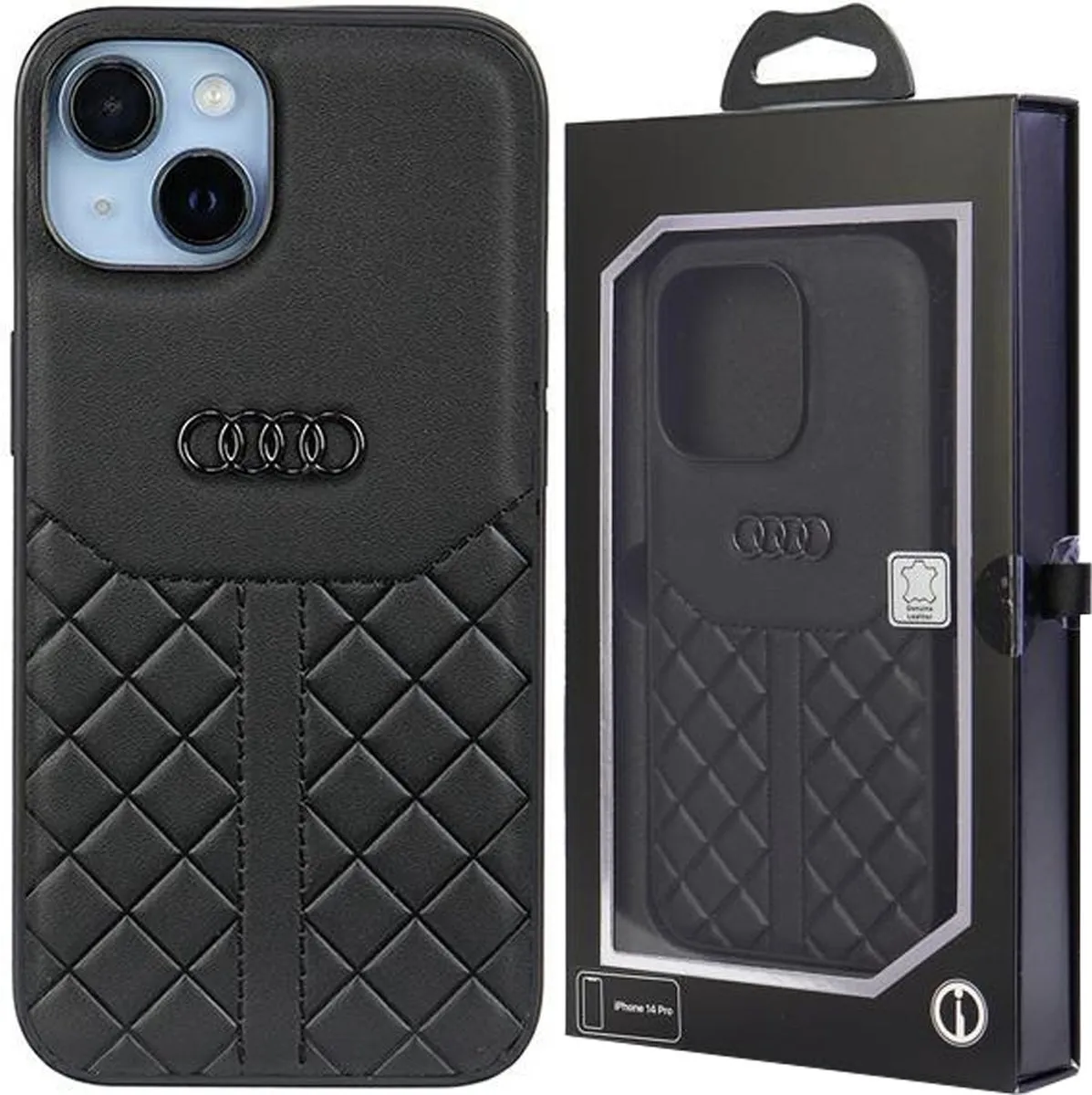 Audi Genuine Leather Back Case - iPhone 14 - Zwart