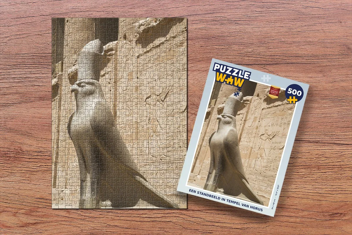PuzzleWow Legpuzzel Een standbeeld in tempel van Horus 500 Stuks - Multicolor