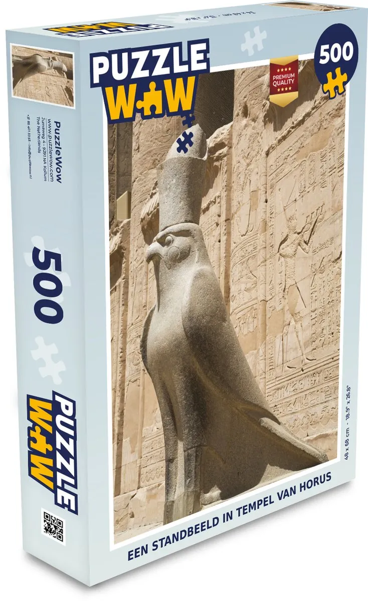 PuzzleWow Legpuzzel Een standbeeld in tempel van Horus 500 Stuks - Multicolor