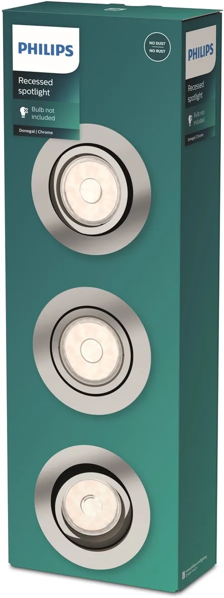 Philips Donegal Inbouwspot 3-lichts - 9cm - Chroom