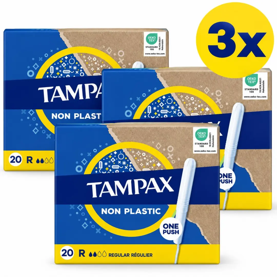 3x Tampax Non Plastic Regular Tampons met Applicator