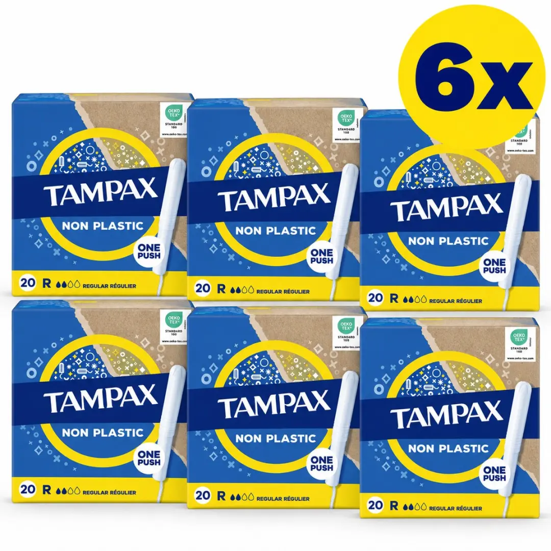 6x Tampax Non Plastic Regular Tampons met Applicator