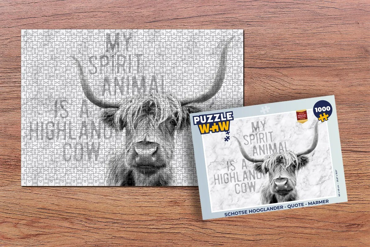 PuzzleWow Schotse Hooglander Quote Legpuzzel 1000 Stuks - Multicolor