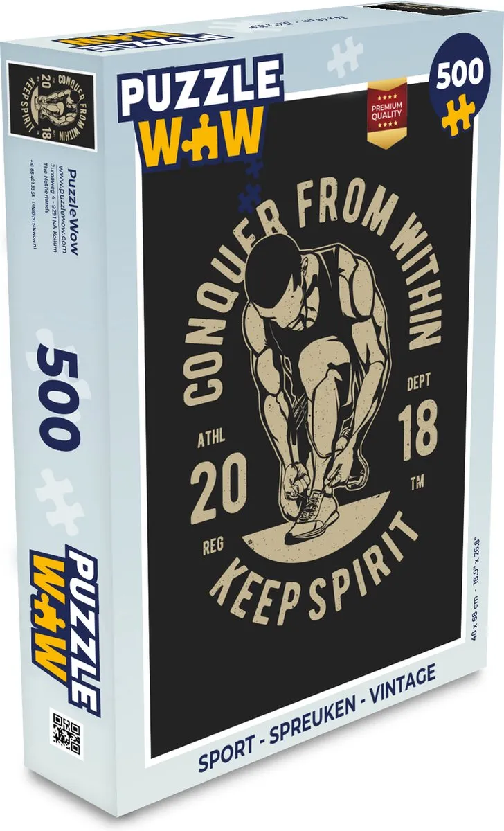 PuzzleWow Sport Spreuken Legpuzzel 500 Stuks - Multicolor