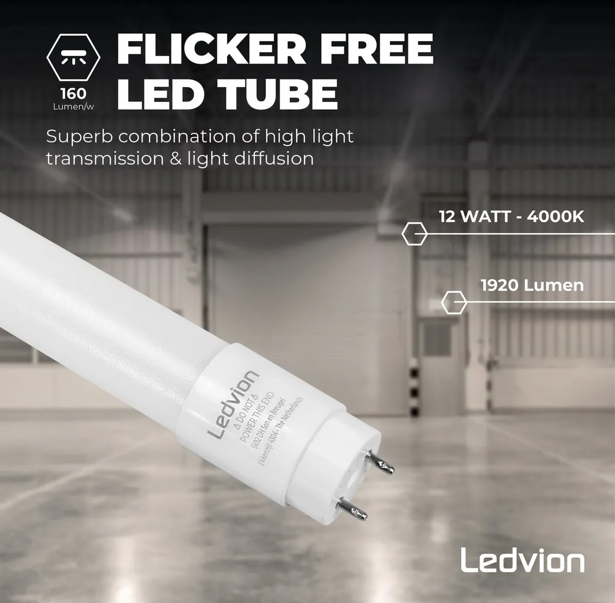 Ledvion 10x LED TL-buizen 120cm 12W 4000K - Wit