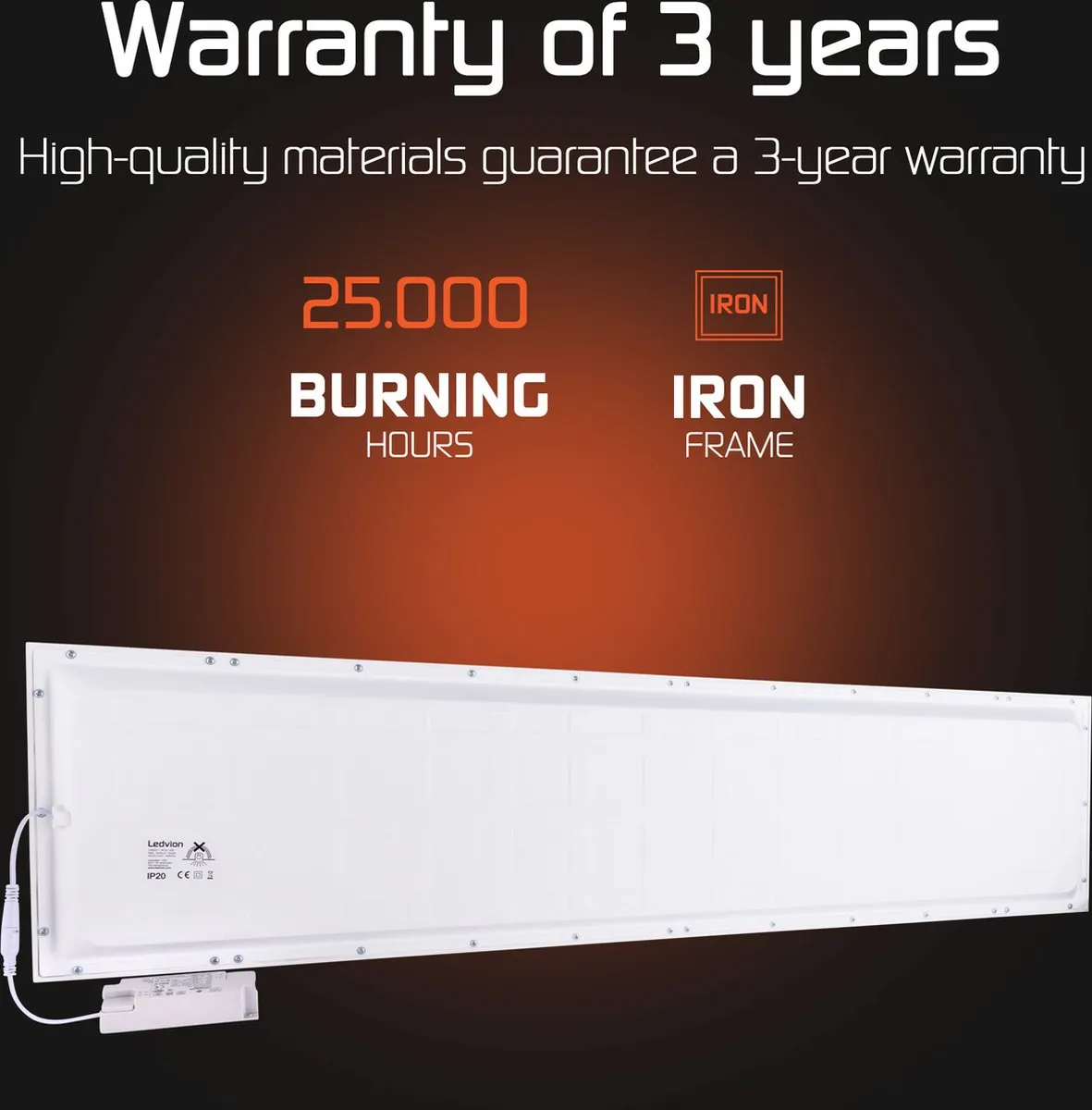 LEDVION 6X LED Paneel 120x30 Inbouwarmatuur - 36W 4000K - 6 Stuks - afbeelding 6 van 6