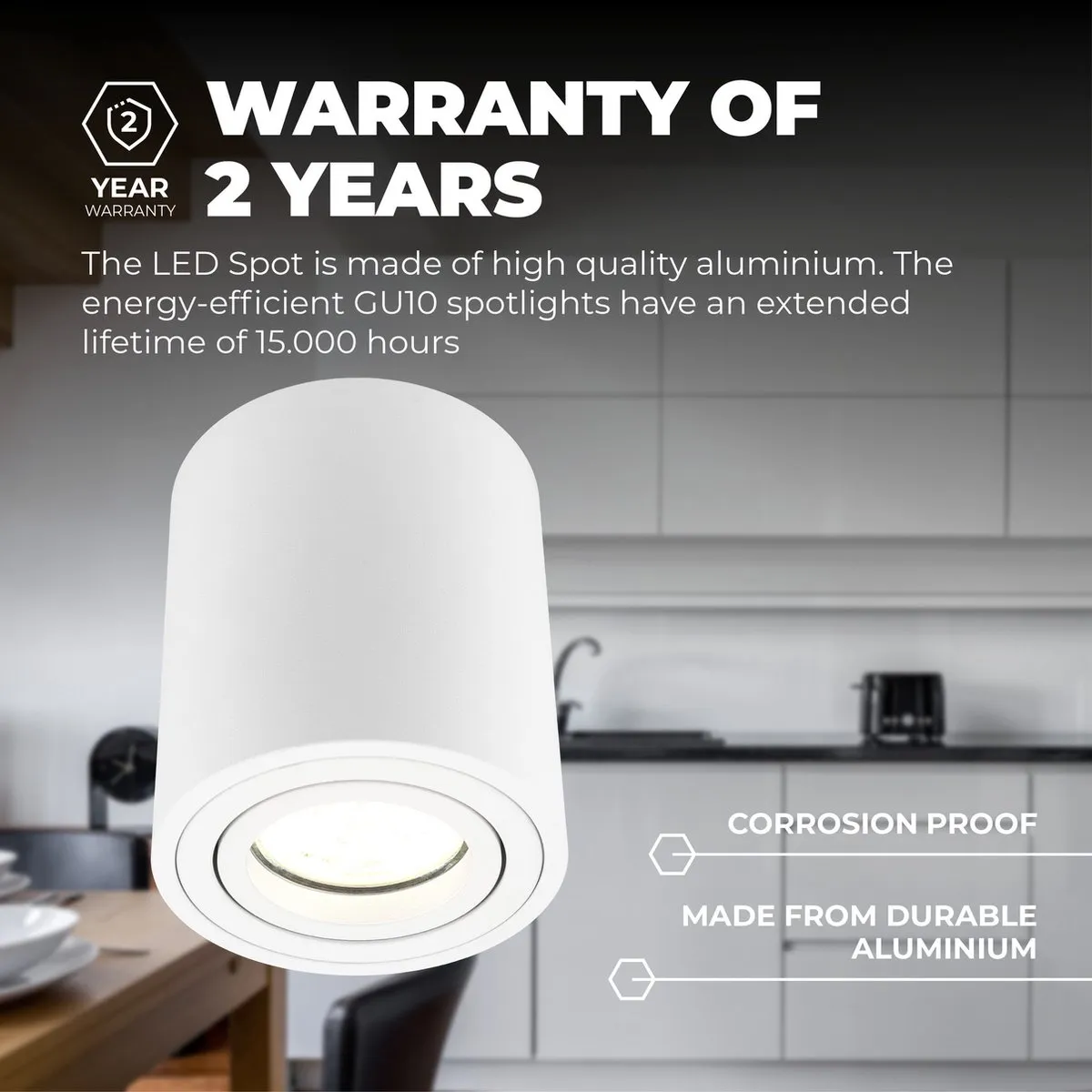 LEDVION 2x LED Opbouwspots Dimbaar 5W 2700K - 8 Stuks