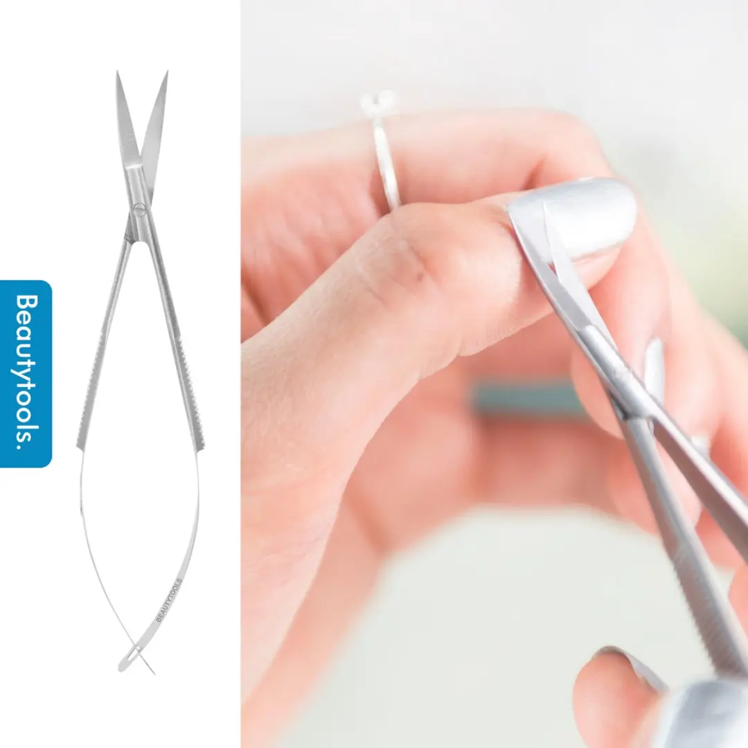 Beautytools INOX Precisie Veerschaar/ Irisschaar met Gebogen Bek/ Zelfopend Scha